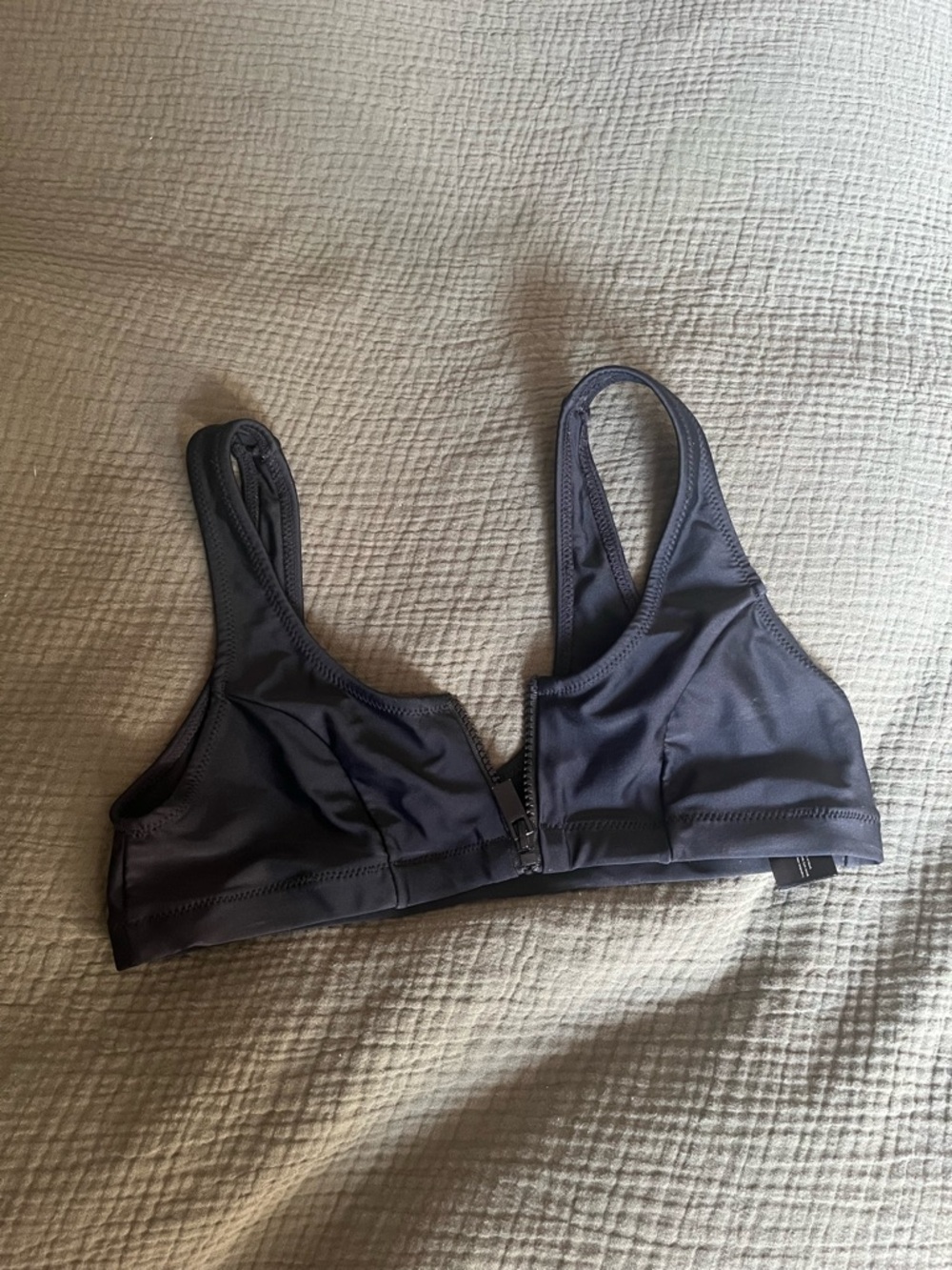 Blackbough Front-Zip Bikini Top - Charcoal